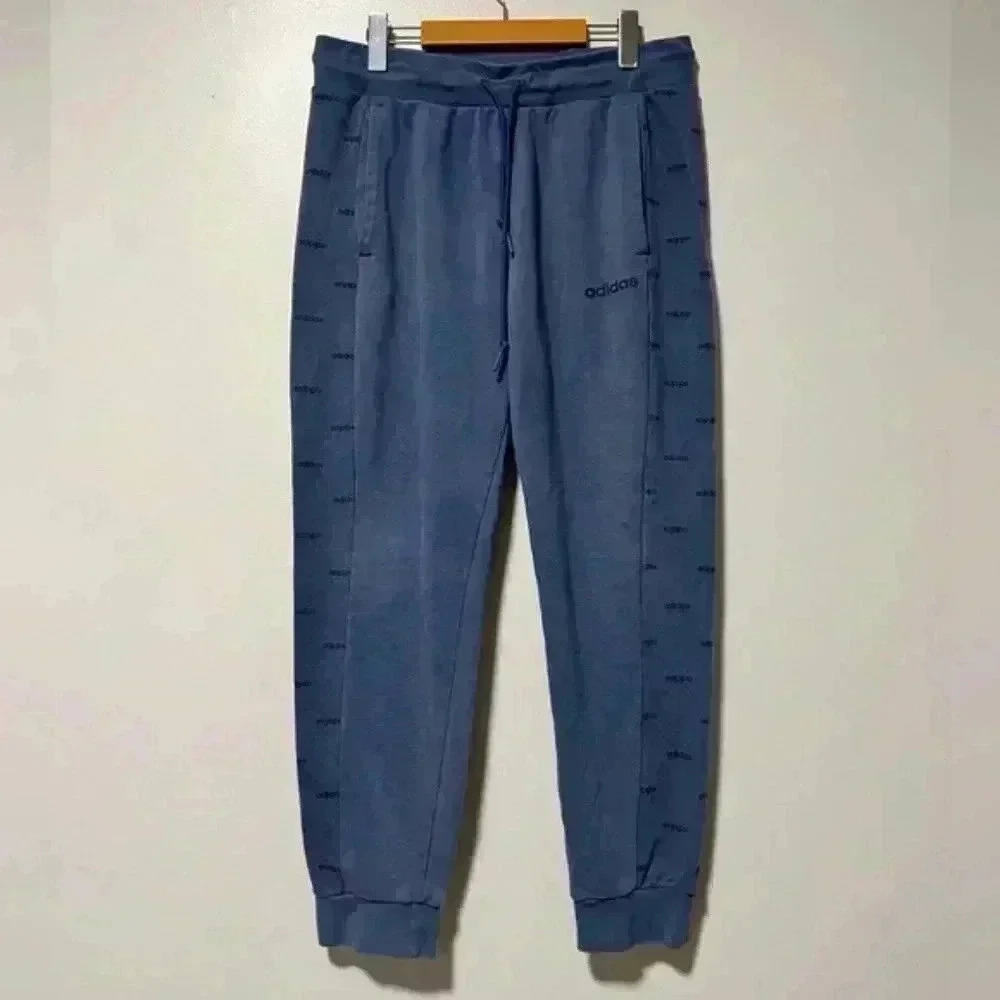 Adidas Men’s Blue Joggers Size Large - Logo Side Stripe, Athletic Fit
